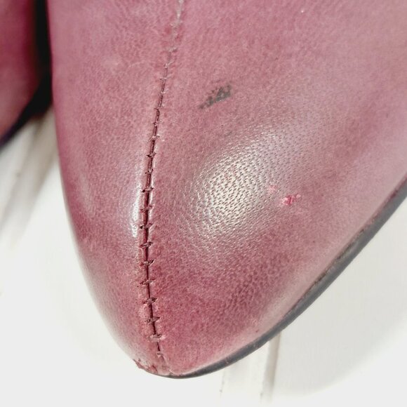 Nine West Burgundy Brown Leather Side Zip Fold Over Lace Back Heel Boots I140 - Picture 8 of 11